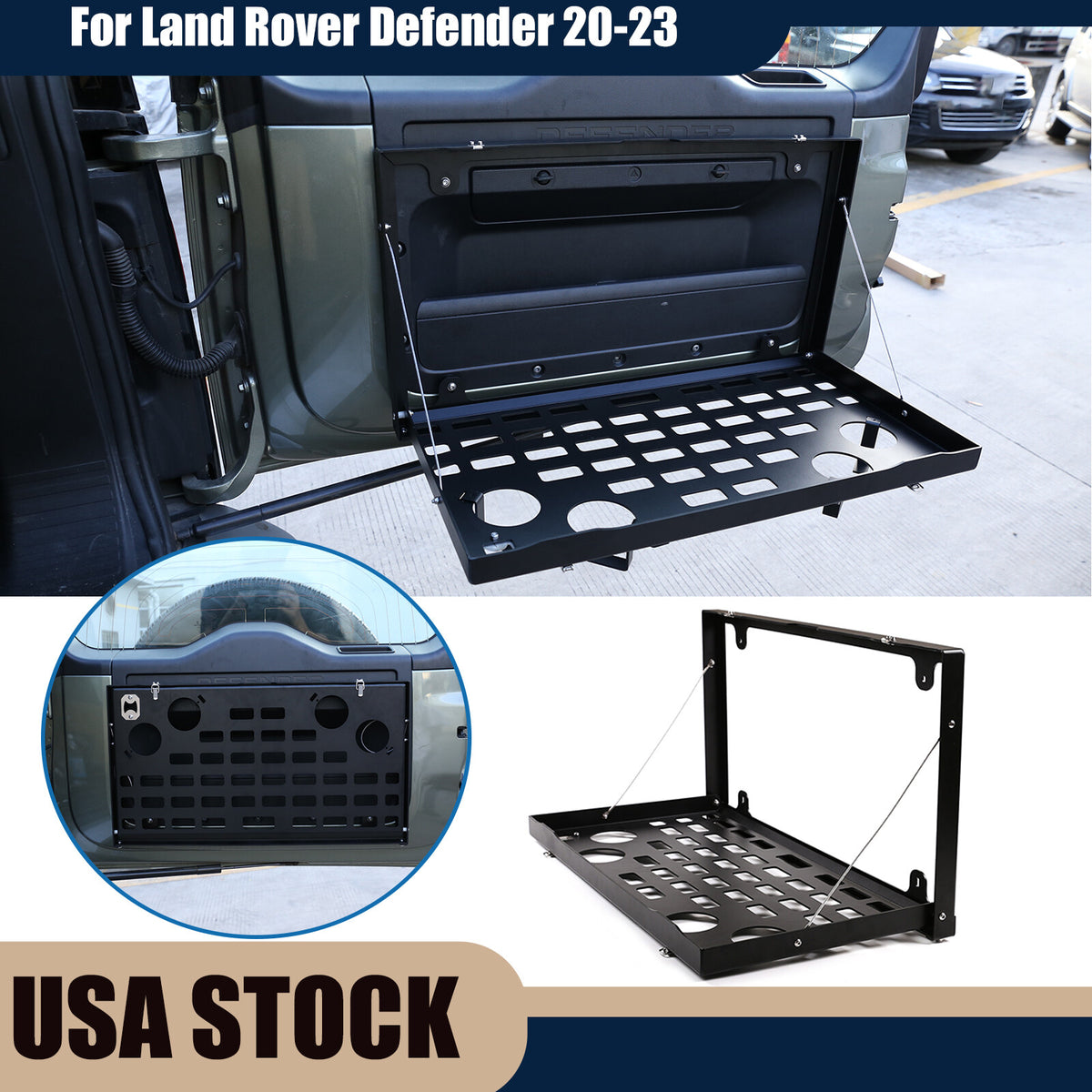 Foldable Table Tailgate Back Door Cargo Shelf for Land Rover Defender 20-25 1