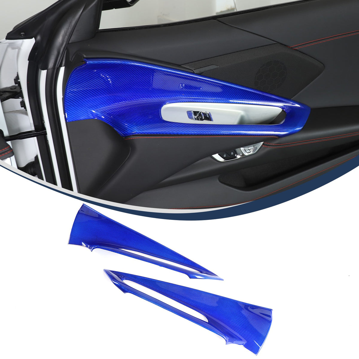 Blue Real Carbon Fiber Full Interior Set Decor Trim Kit for Corvette C8 20-25 - Variants 26-30 23
