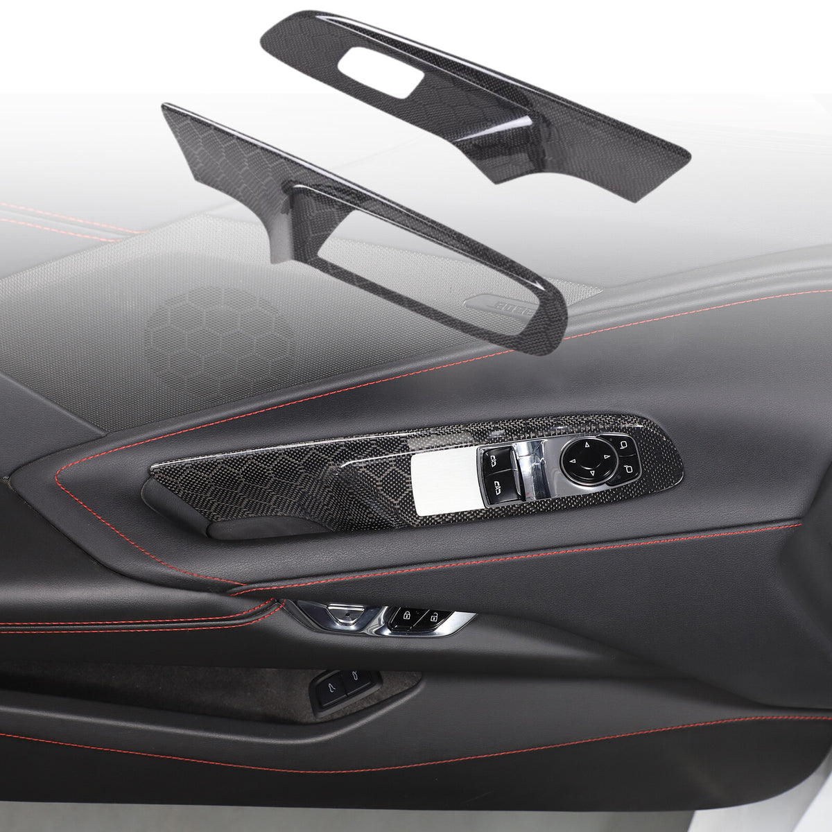 Honeycomb Carbon Fiber Window Lift Switch Panel Trim For Corvette C8 Convertible 4