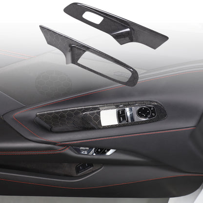 Honeycomb Carbon Fiber Window Lift Switch Panel Trim For Corvette C8 Convertible 4