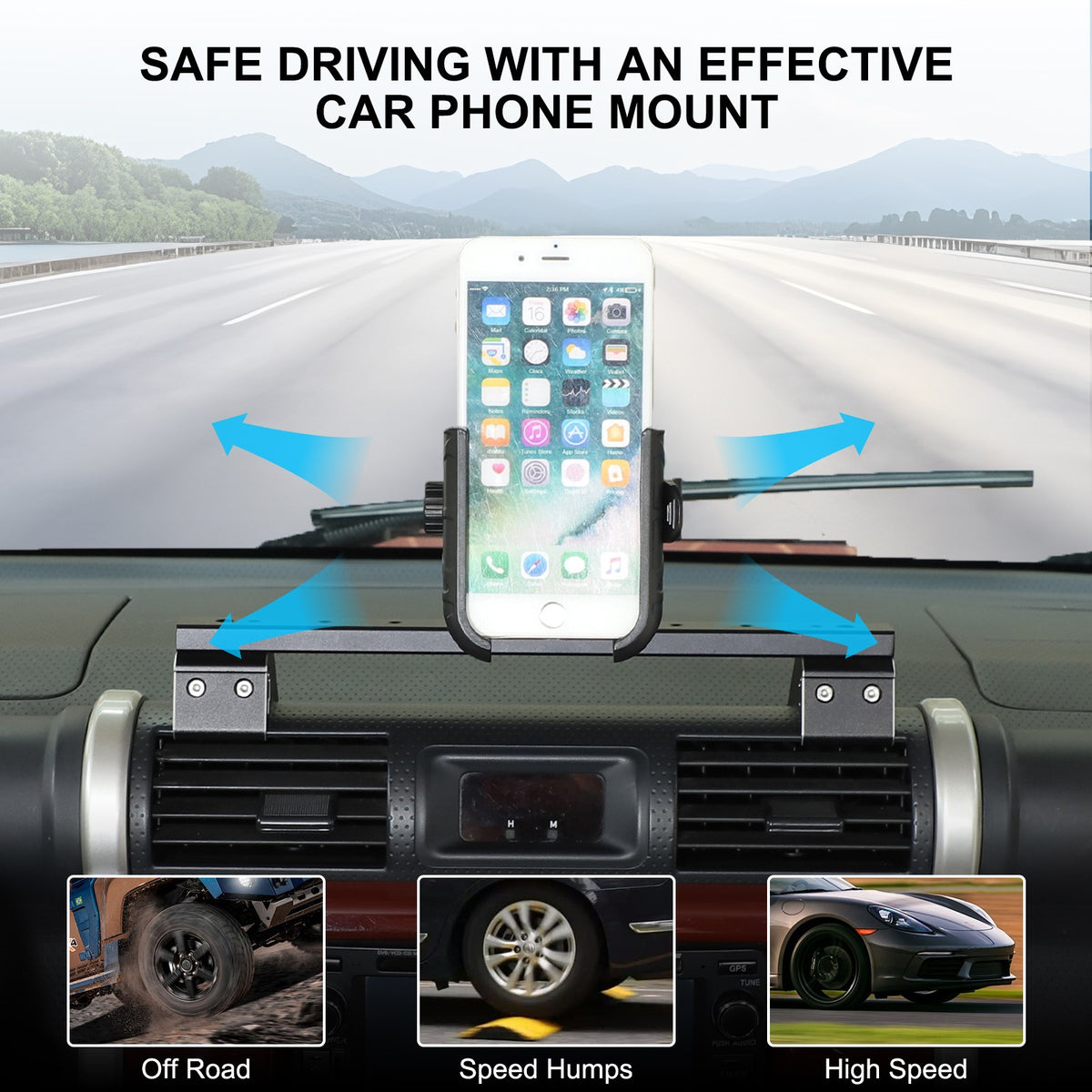 U Shape Center Console Phone Holder Bracket For Toyota FJ Cruiser 2007-2021 3