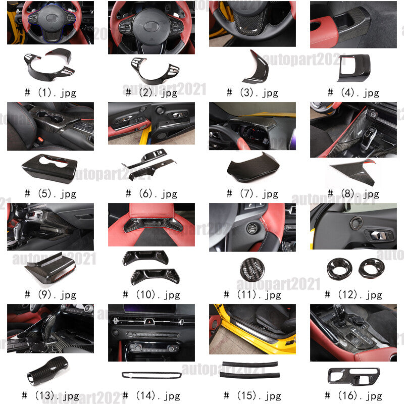 Real Carbon Fiber Full Interior Set Decor Trim Kit For Toyota Supra A90 MK5 19+ 2