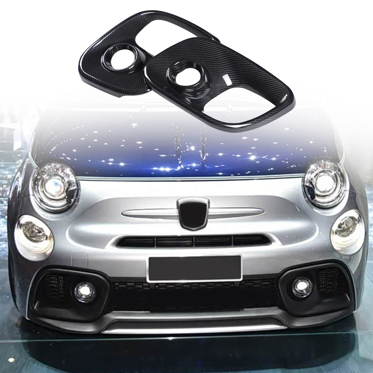 Real Carbon Fiber Front Fog Light Cover Trim For Fiat 500 Abarth 312 2017+ 1