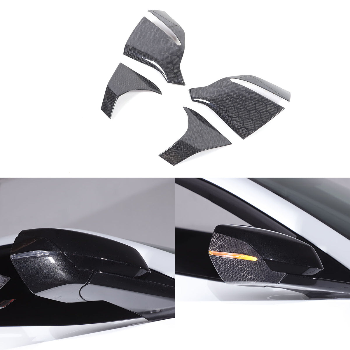 Honeycomb Carbon Fiber Rearview Mirror Base Cover Trim For Corvette C8 2020-2026 7