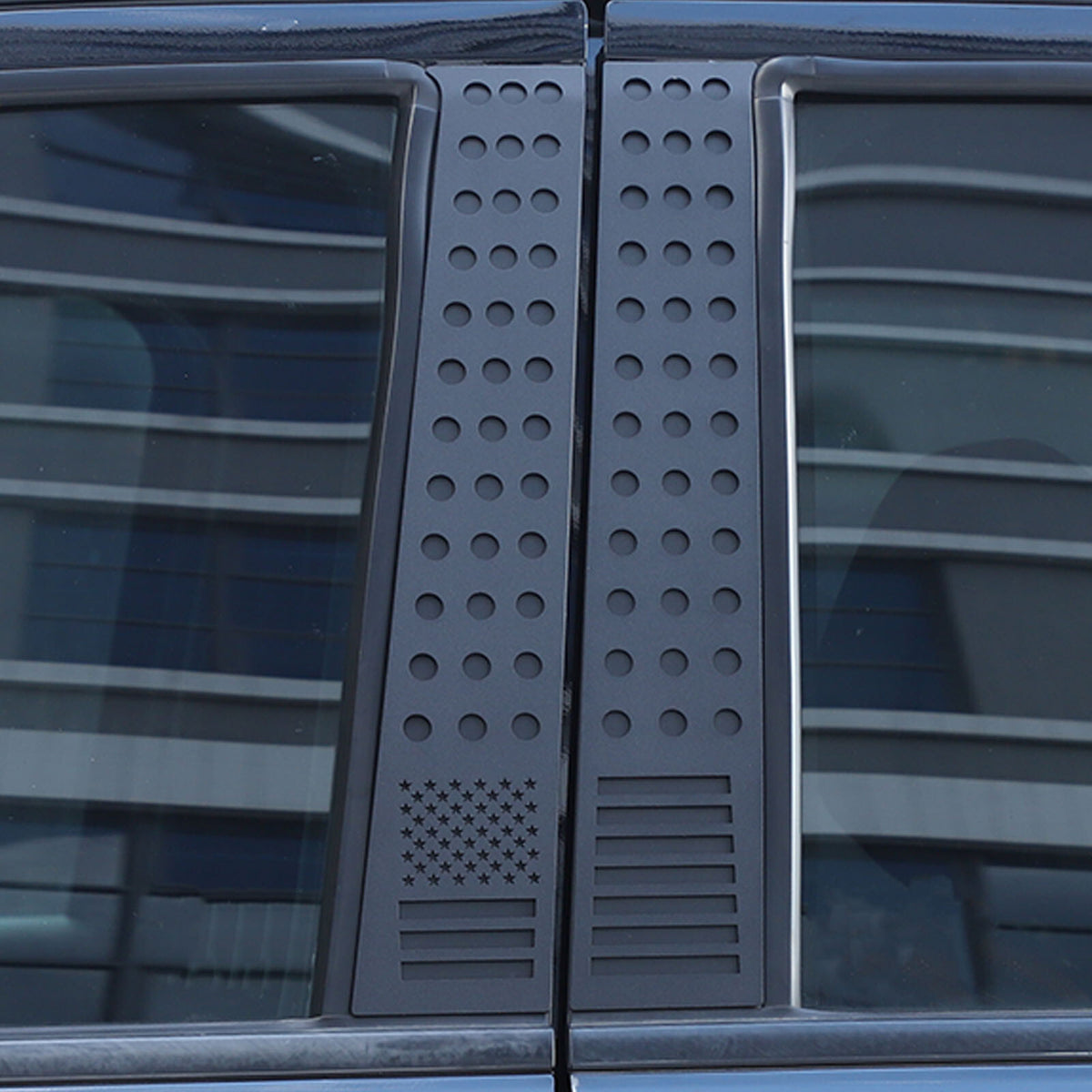 4PCS Black Window Center Pillar Panel Trim Cover (US Flag) For Ford Ranger 15-21 8