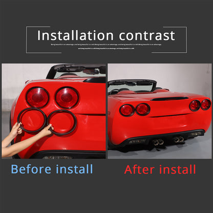 Matte Black Tail Light Lamp Cover Trim Ring Overlay For Corvette C6 2005-2013 2