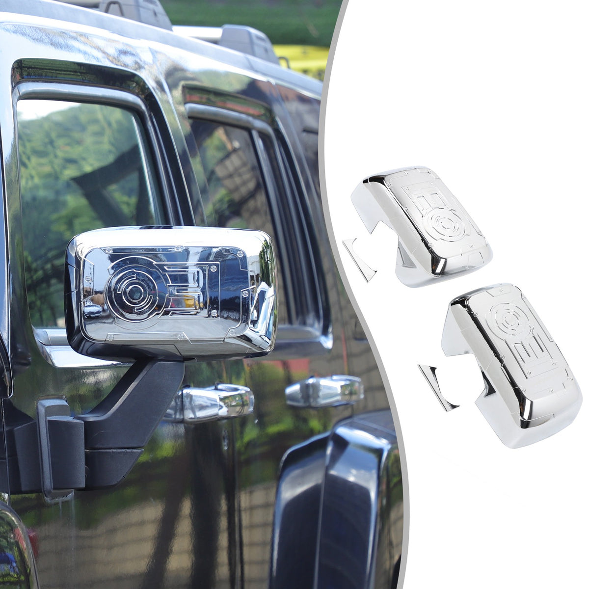 Mech Style Silver ABS Side Mirror Trim Cover For Hummer H3 2005-2009 20