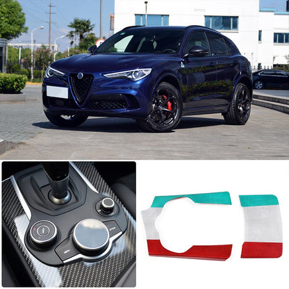 Tri-Color Real Carbon Fiber Center Cup Holder Trim For Alfa Romeo Stelvio 17-19 12