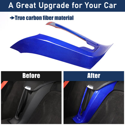 Blue Carbon Fiber Console Waterfall Wireless Charger Trim For C8 Corvette 20+ 2