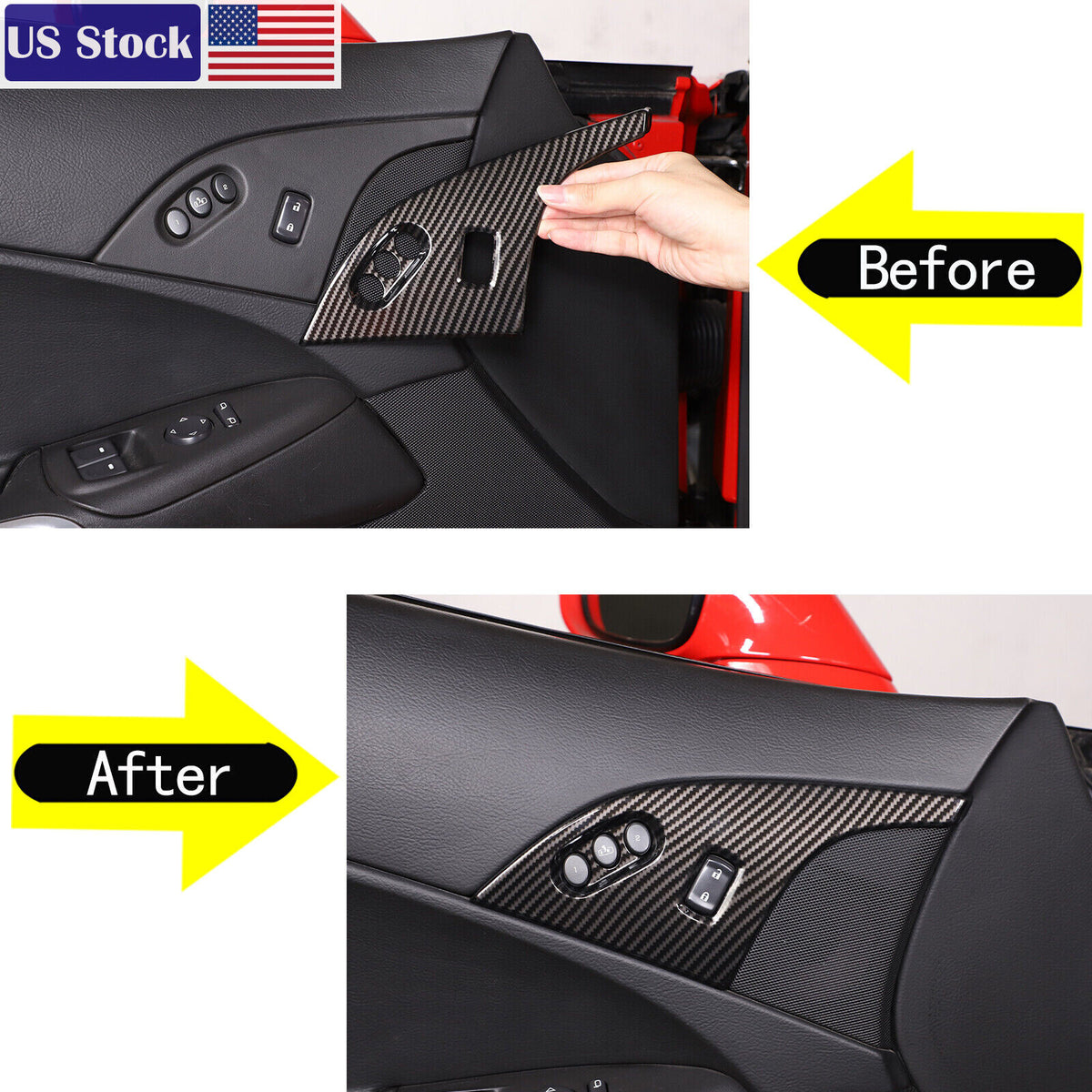 Carbon Fiber ABS Door Window Lift Button Trim Frame Set For Corvette C6 05-13 US 18