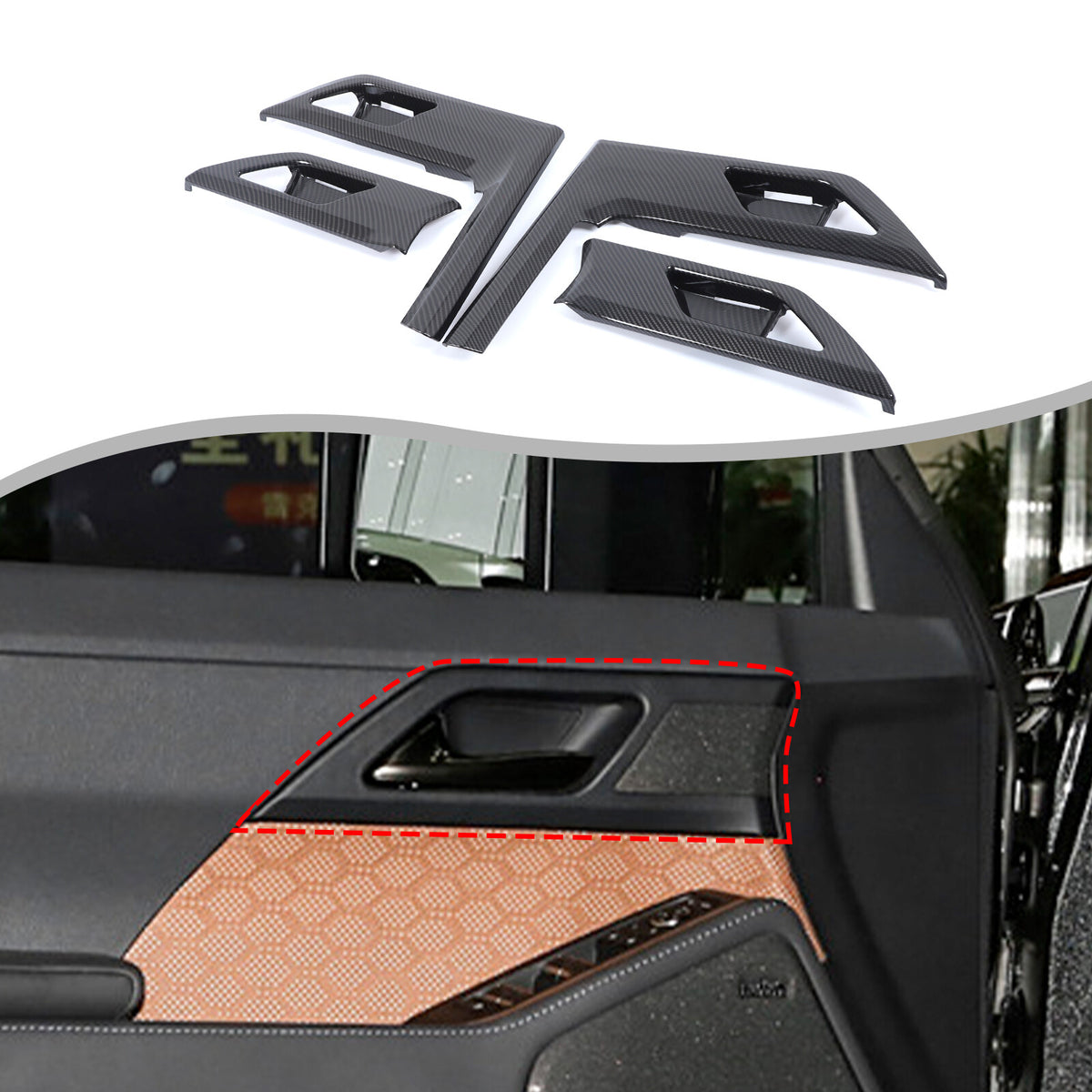 ABS Carbon Fiber Interior Door Bowl Panel Trim Cover For Lexus GX550 2025+ 3