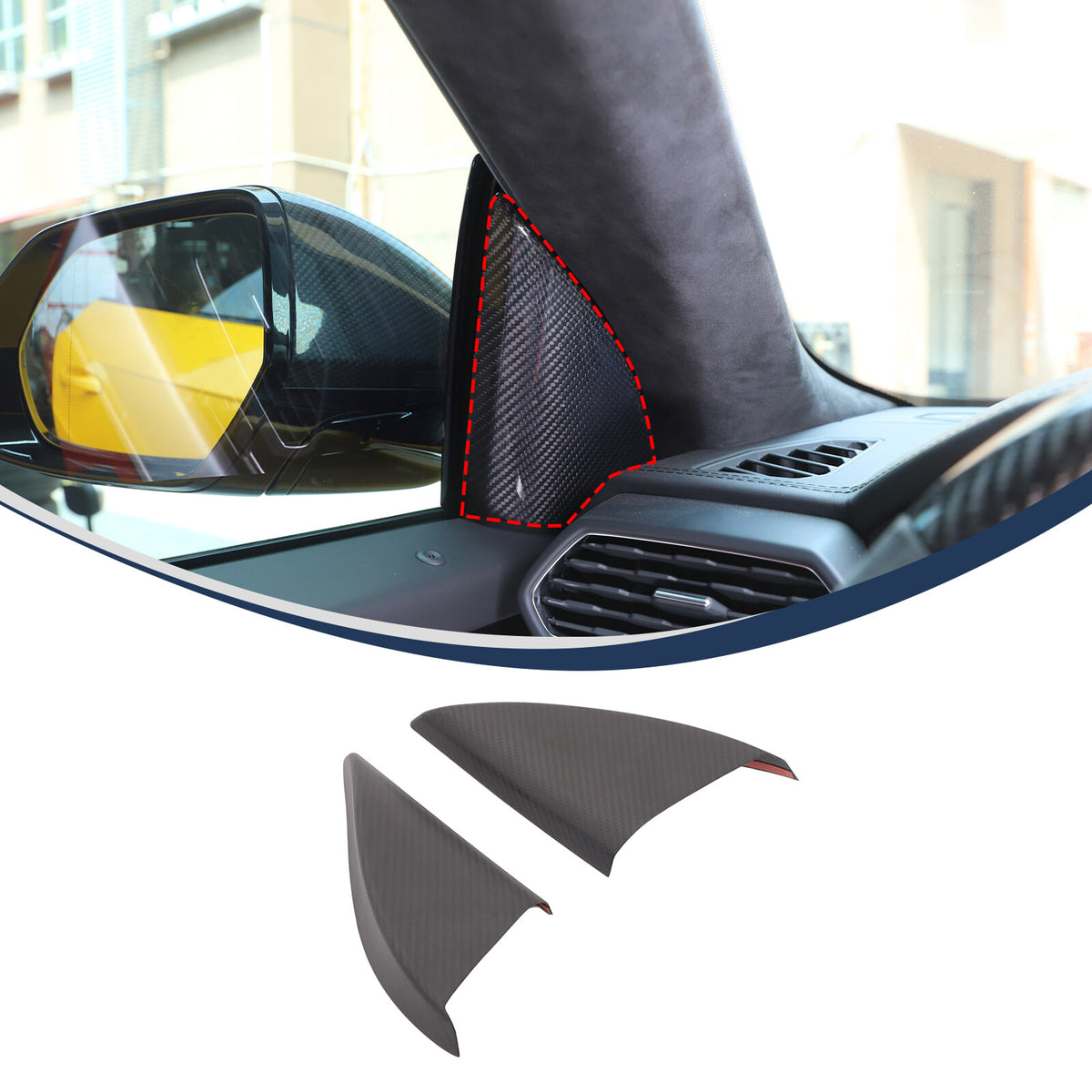 Matte Real Carbon Fiber Inner A-pillar Cover Trim For Lamborghini URUS 2018-2023 1