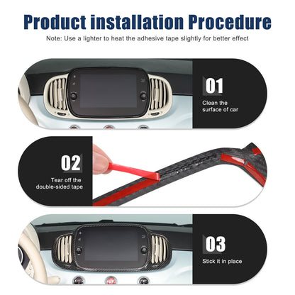 Real Carbon Fiber Center Console Air Vent Trim For Fiat 500/Abarth 595 695 21-23 4