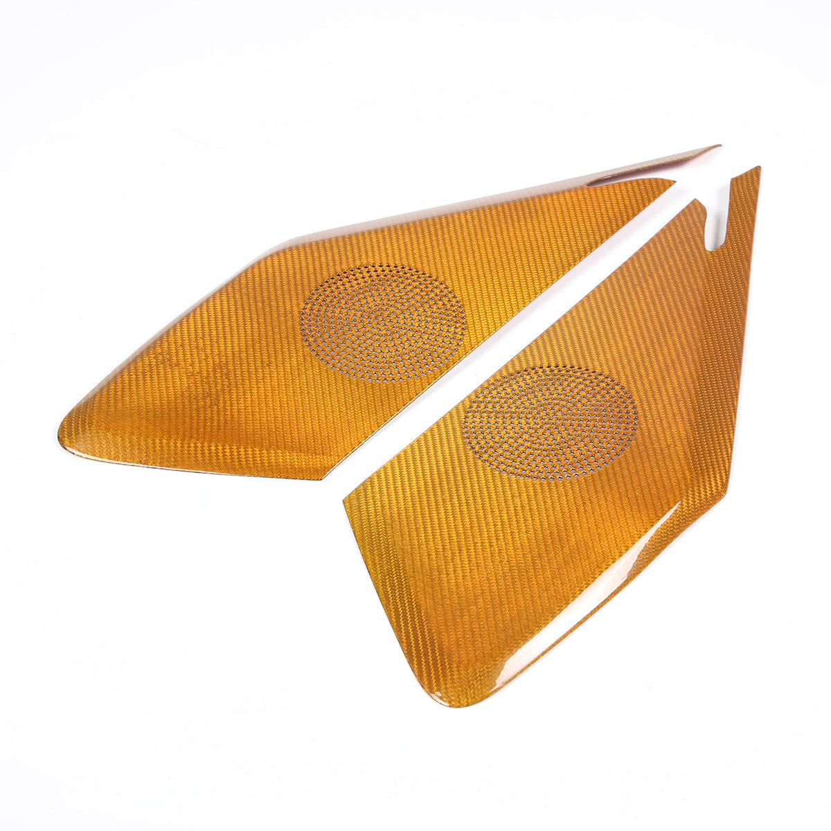 Yellow Real Carbon Fiber Door Sound Speaker Cover Trim For C8 Corvette 1LT 2026 7