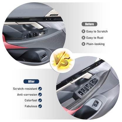 Real Carbon Fiber Window Lift Switch Button Trim Frame For BMW 5 Series G60 24+ 19
