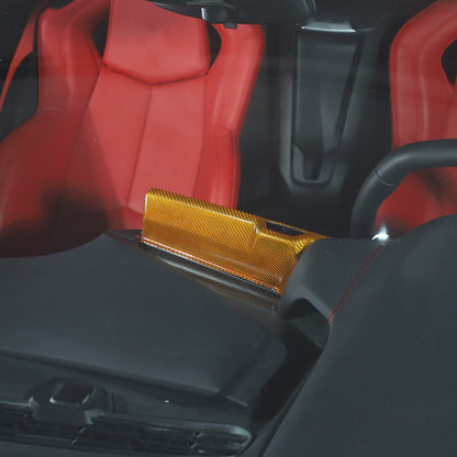 Yellow Carbon Fiber Center Console Screen Back Frame Trim For Corvette C8 20-25 7