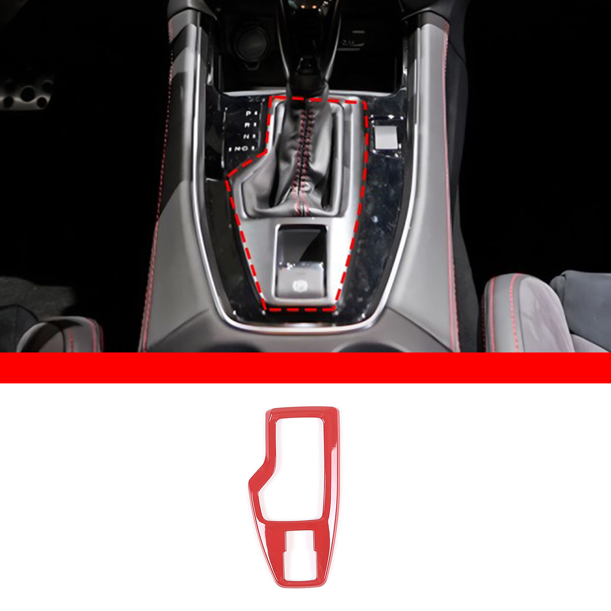 ABS Red Center Console Gear Shifter Panel Cover for Subaru WRX VB AT 2022-24 7