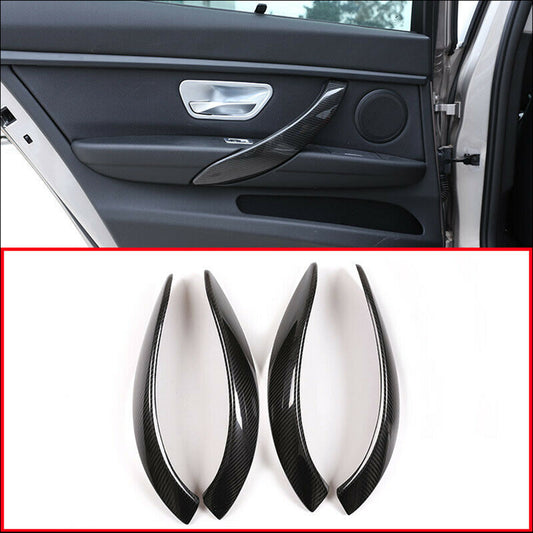 Real Carbon Fiber Interior Door Handle Trim Cover For 13-19 BMW 3 Series F30 1