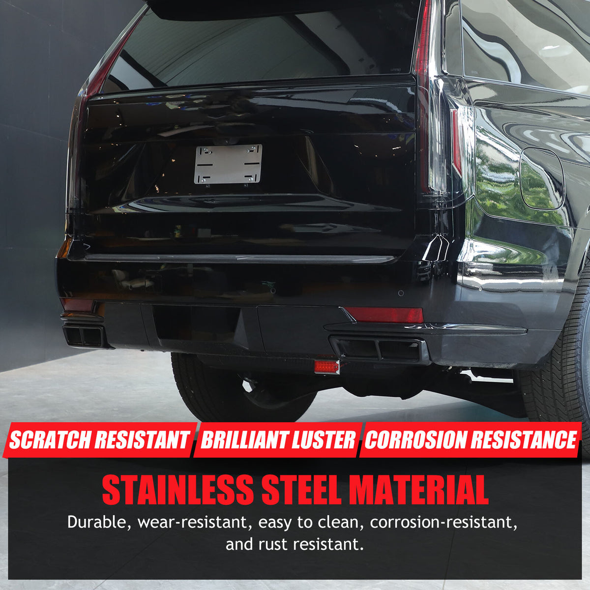 Glossy Black Rear Muffler Tail Pipe Cover Trim For Cadillac Escalade 2021-2024 14
