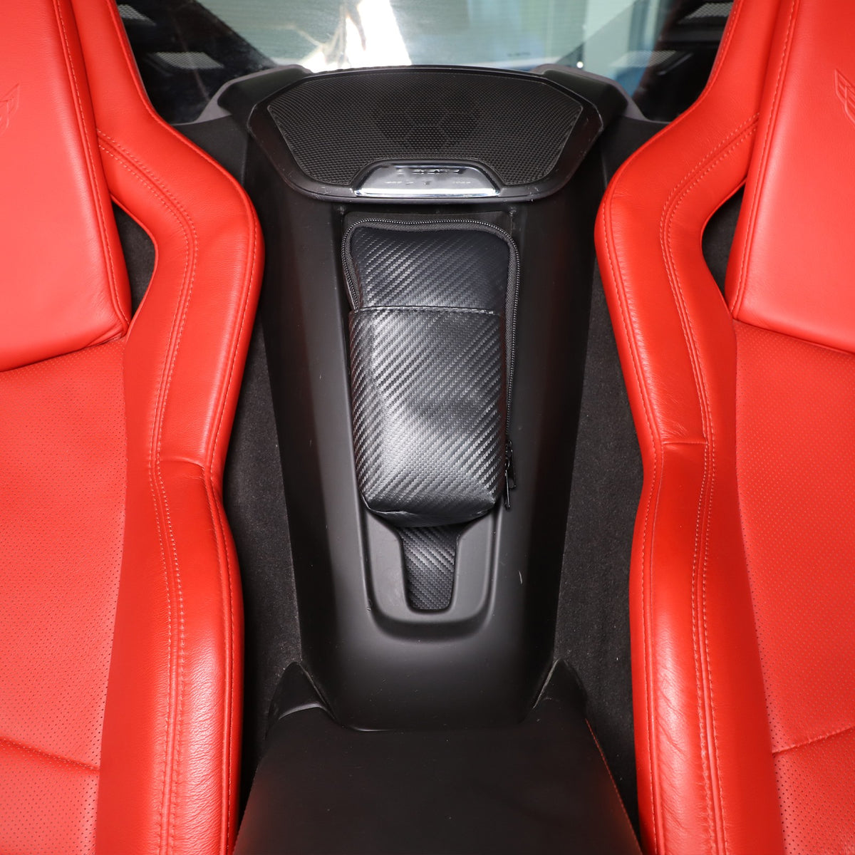 Carbon Fiber Pattern Rear Seat Center Storage Bag For Corvette C8 2020+ 20