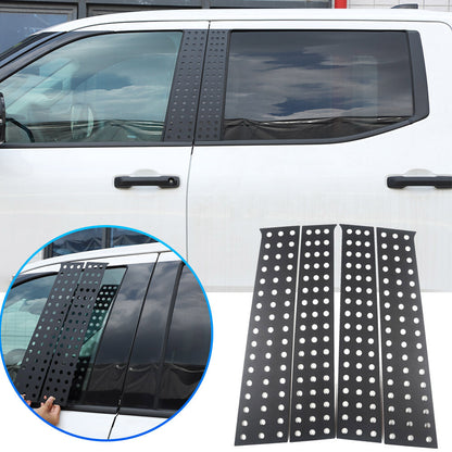 Black Aluminum Alloy Window Center Pillar Trim Panel For Toyota Tundra 2022+ 2