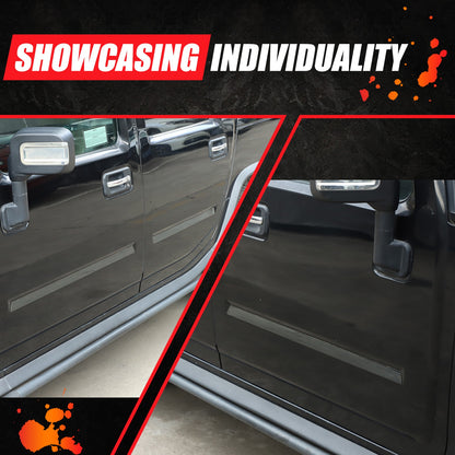 Black Titanium Stainless Steel Body Molding Trim Strips For Hummer H2 2003‑2009 11