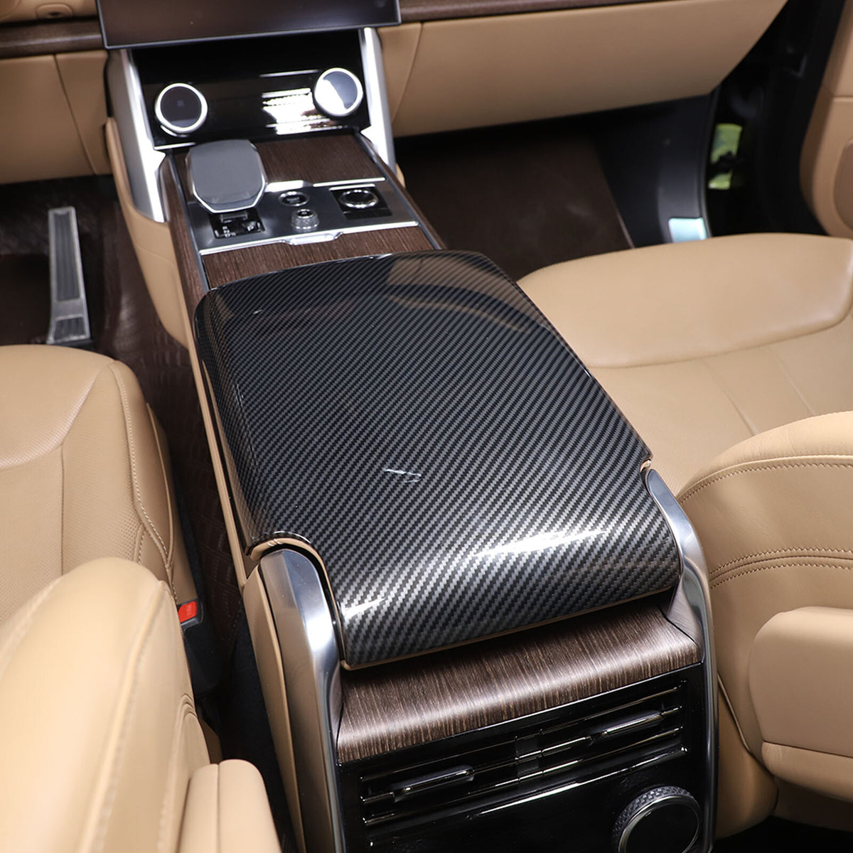 ABS Carbon Center Console Armrest Box Cover For Range Rover Sport/Vogue 23-24 14
