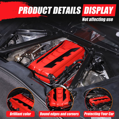 Red Engine Bay Panel Cover Trim in Edge Black For Corvette Coupe C8 2020-2026 US 20