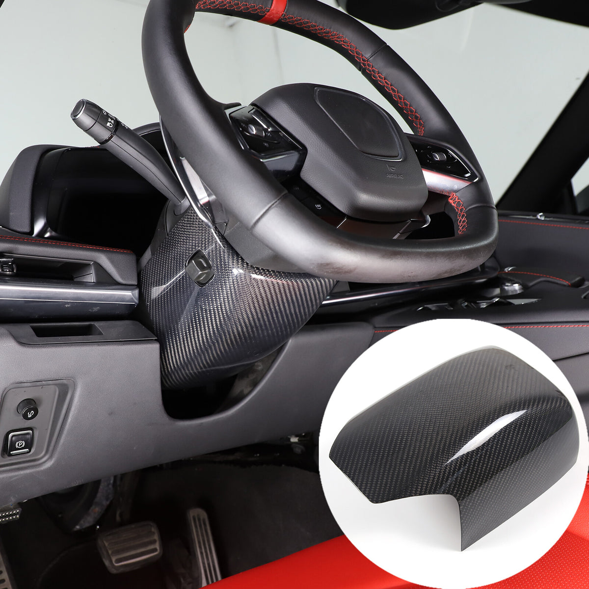 Real Carbon fiber Steering Wheel Upper & Lower Base Cover For Corvette C8 20-26 4