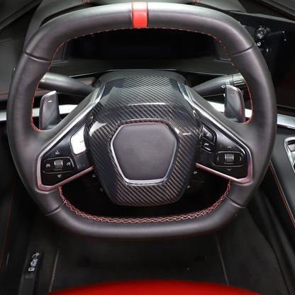For C8 Corvette Carbon Fiber Steering Wheel Center Surround Cover 2020 - 2026 7