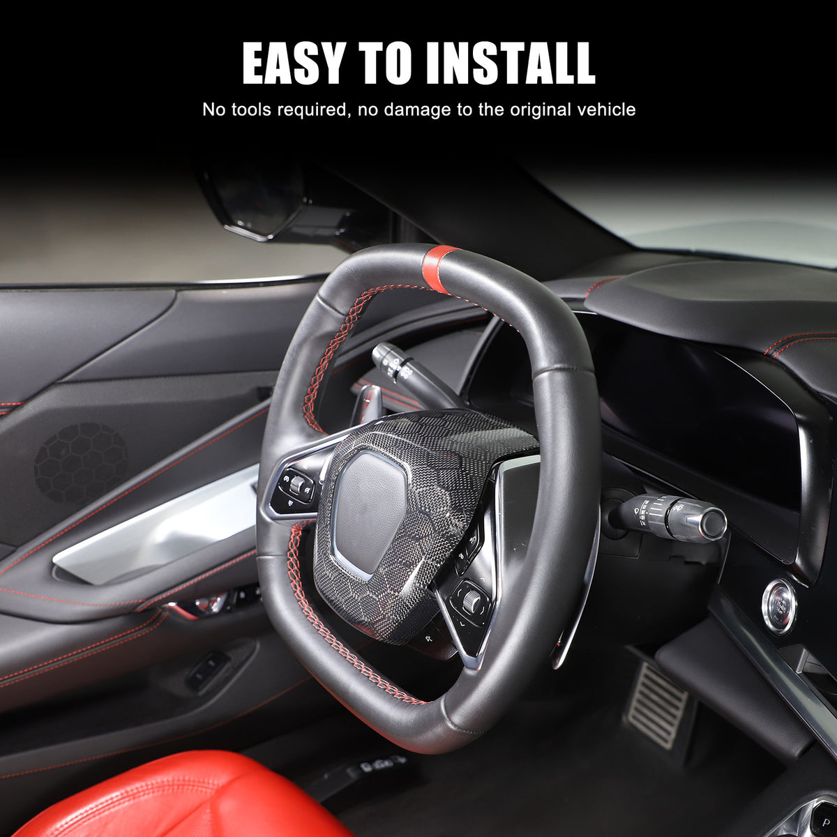 Real Honeycomb Carbon Fiber Steering Wheel Center Surround Cover For C8 Corvette 2
