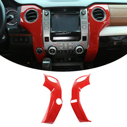 2pcs For Toyota Tundra 14-21 Red ABS Central Control Air Vent Outlet Cover Trim 3