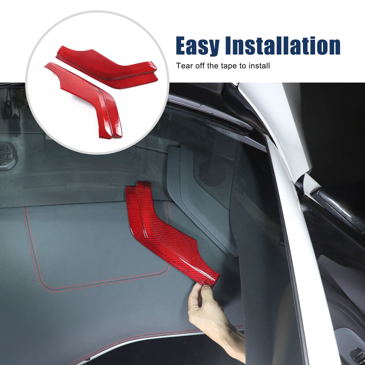 Red Real Carbon Fiber Full Interior Set Decor Trim Kit for Corvette C8 20-25 - Styles 51-55 53