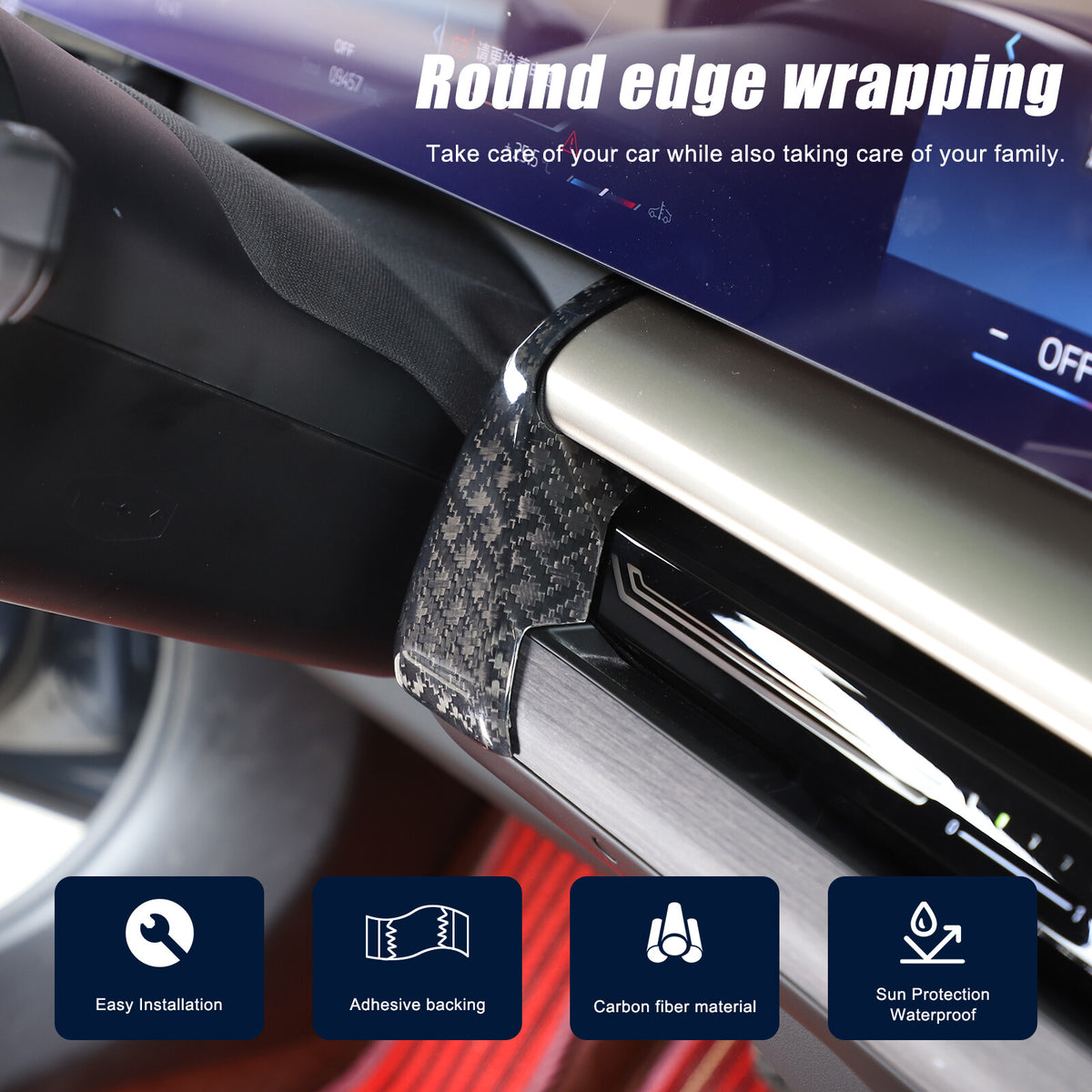 X Real Carbon Fiber Dashboard Console Side Trim For BMW 5 Series G60 2024+ 8