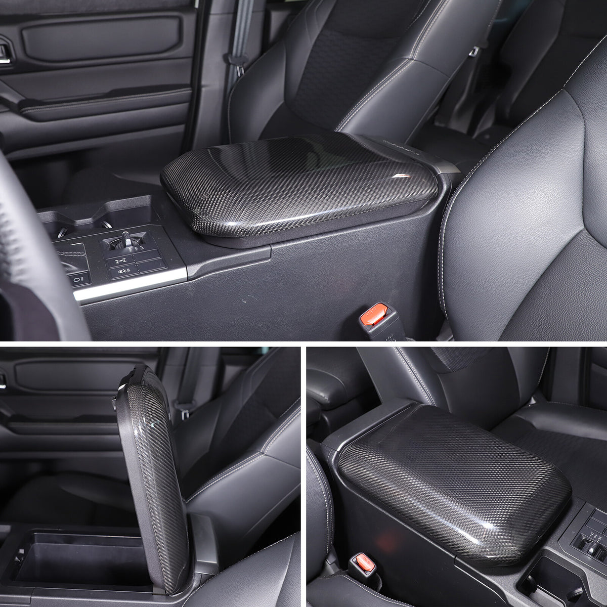 Real Carbon Fiber Center Armrest Box Trim For Toyota Land Cruiser LC250 24+ 11