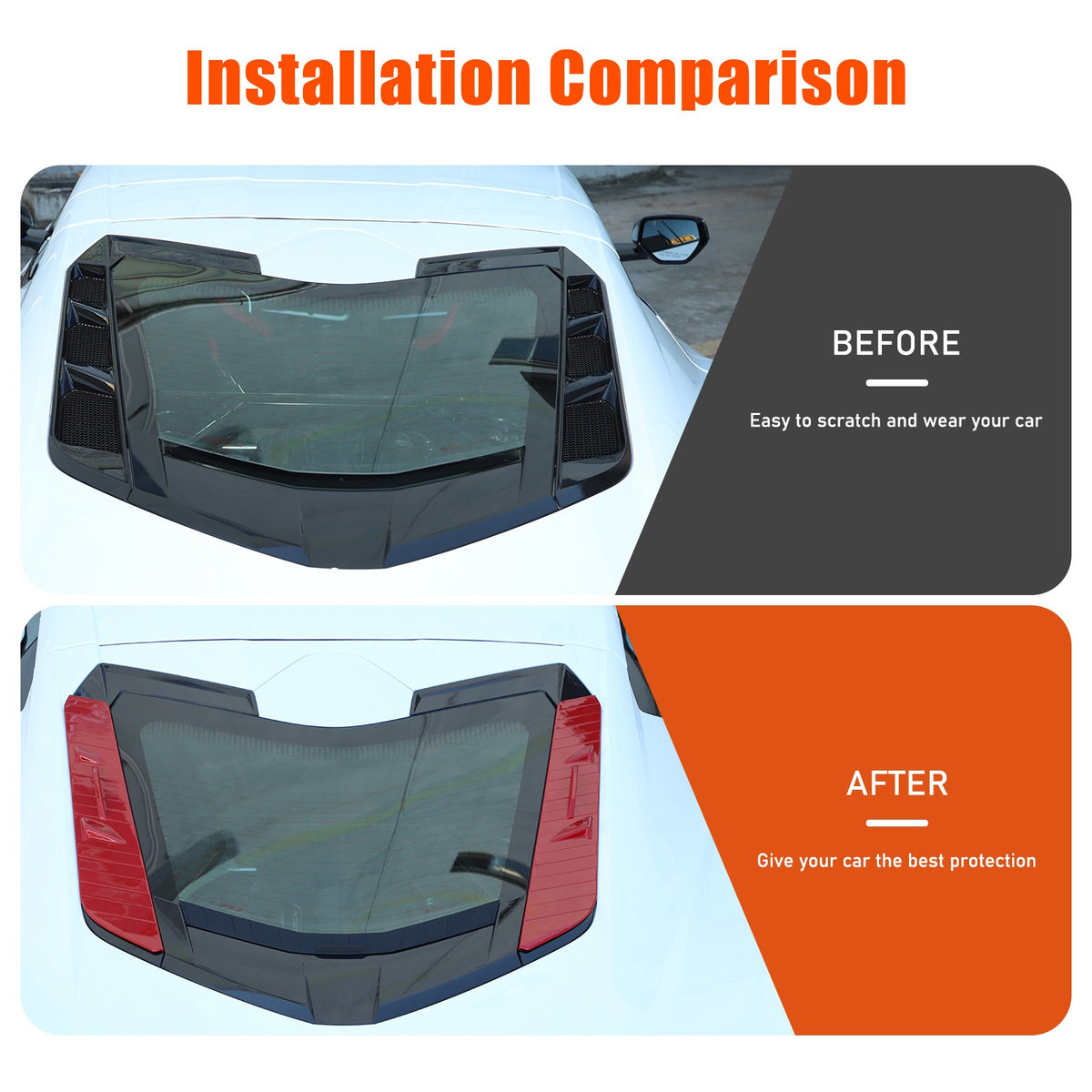ABS Sport Red Rear Hood Wash Waterproof Cover For Corvette C8 2020+ 12