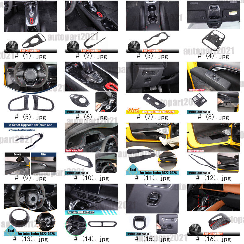 Real Carbon Fiber Full Interior Set Decor Cover Trim Kit For Lotus Emira 2021+ 2