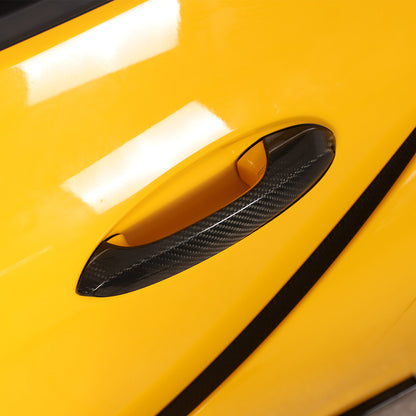 2pcs Real Carbon Door Handle Cover Trim For Toyota Supra A90 MK5 2019 2020 2021 1