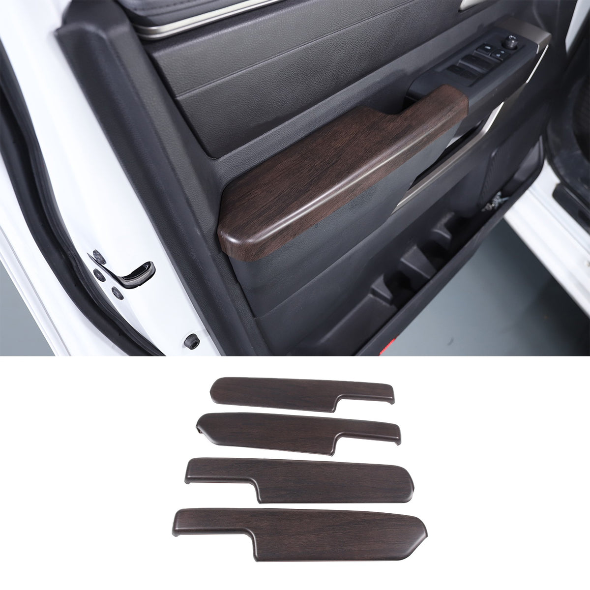 Oak Grain Door Elbow Armrest Trim Cover For Toyota Tundra Sequoia 2022-24 US 9