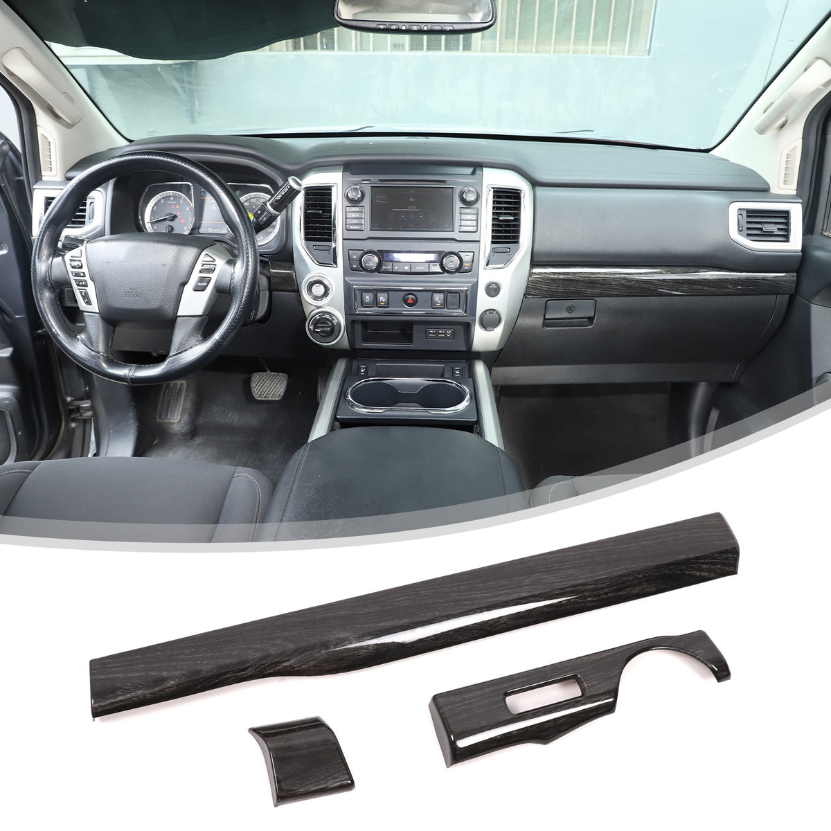 Black Wood Grain ABS Glove Box Upper Trim For Nissan Titan 2016-2023 US 18