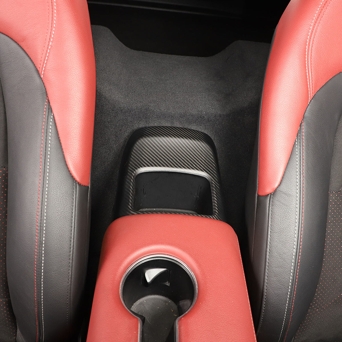 Matte Carbon Fiber Rear Storage Box Panel Cover Trim For Toyota Supra A90 19-24 4