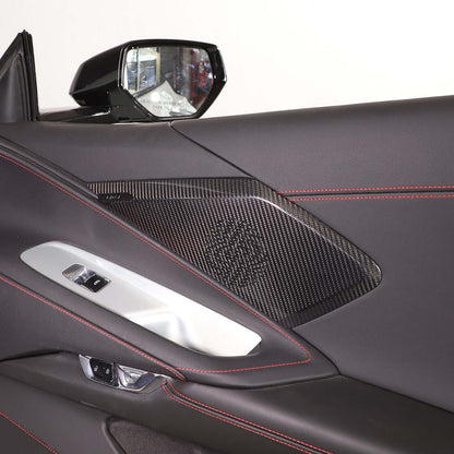 Real Carbon Fiber Side Door Speaker Cover Horn For C8 Corvette 1LT 2020-26 9