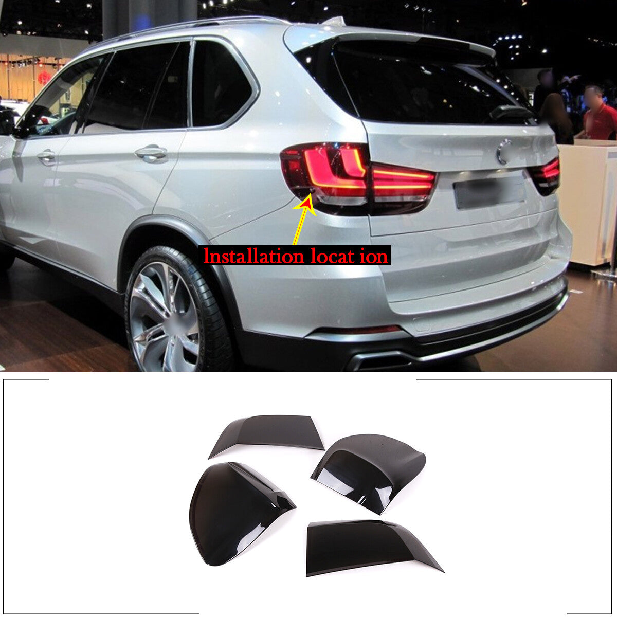 ABS Blackout Rear Tail Light Shell Lamp Shade Protect Cover For BMW X5 F15 14-18 5