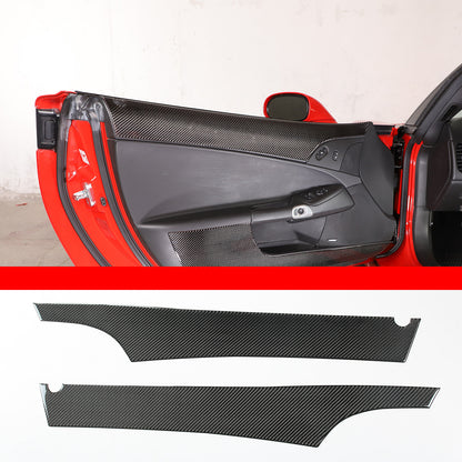 Carbon Fiber Door Upper & Bottom Anti Kick Panel Trim Sticker For Corvette C6 4