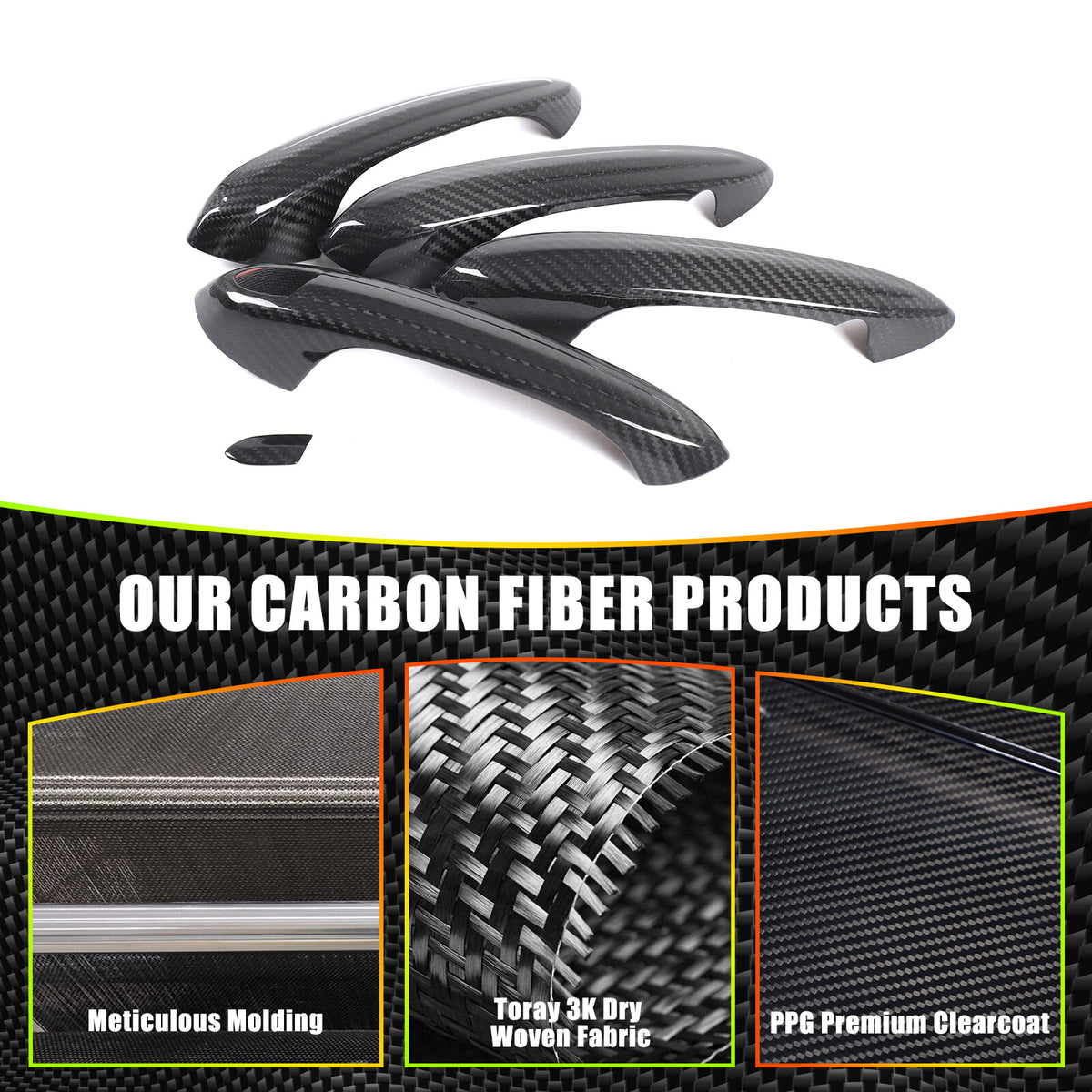Real Carbon Fiber Exterior Door Handle Protector Trim for BMW 3 Series G20 20-25 4
