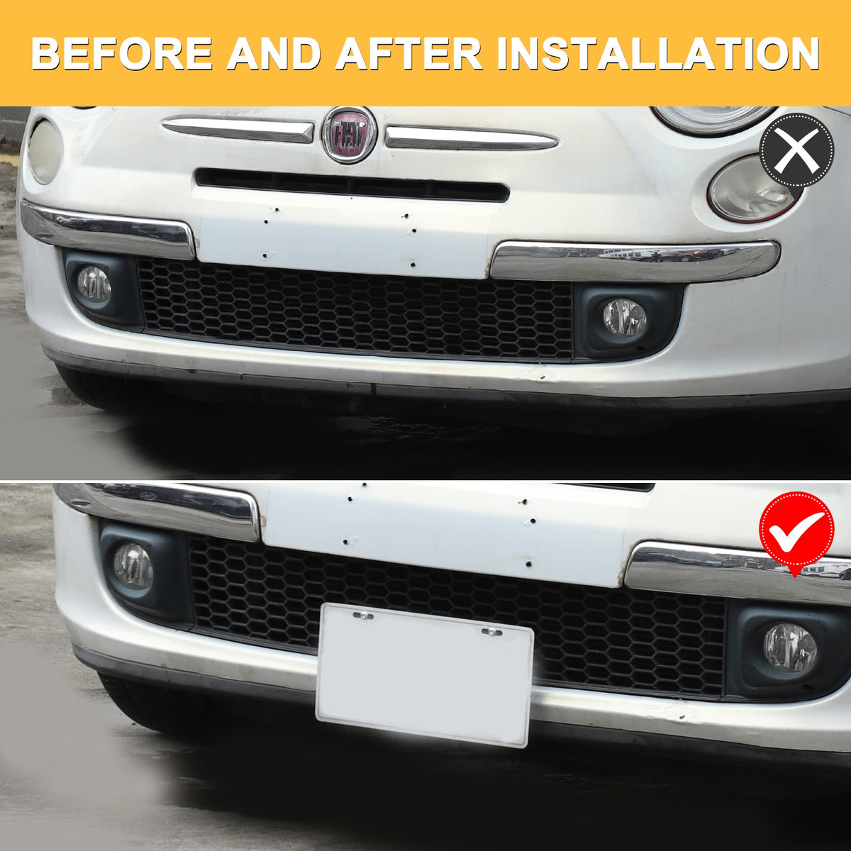 Front Bumper Tow Hook License Plate Mount Bracket For Fiat 500 2007+ US 7
