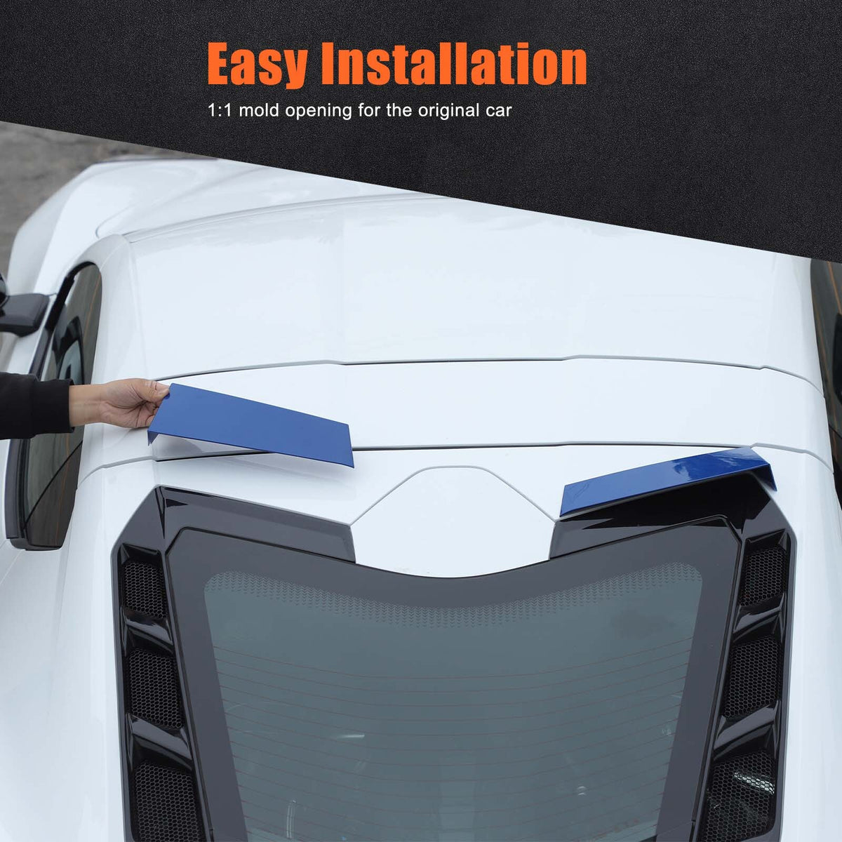 Blue Rear Windshield Spoiler Anti-wind Buffeting Deflector for Corvette C8 Coupe 6