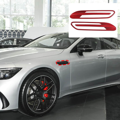 Red Real Carbon Fiber Side Fender Air Vent Trim For Benz AMG GT50/GT63 2019+ 1