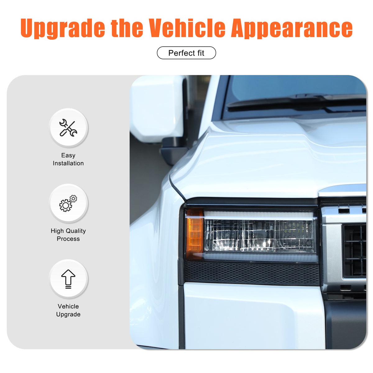 Glossy Piano Black Front Headlight Eyebrow Trim For Toyota Prado LC250 2024+ US 6