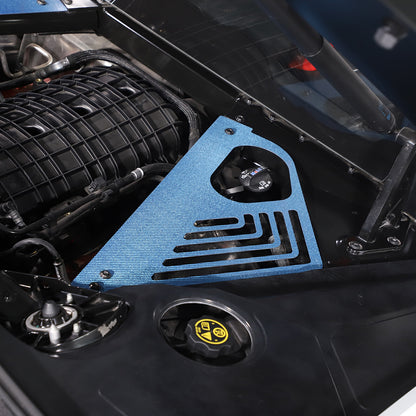 Blue Real Carbon fiber Engine Bay Side Panel Cover Overlay For Corvette C8 Coupe 4
